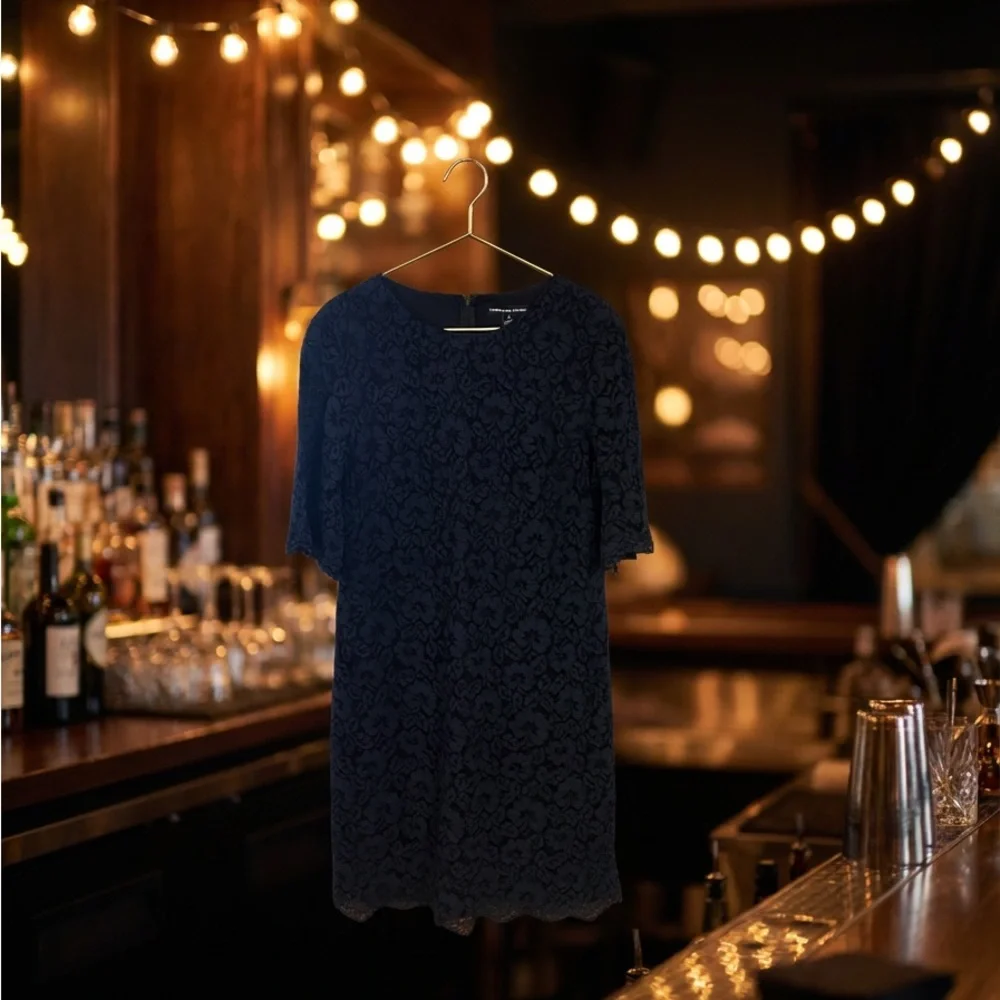 American Living Navy Floral Lace Midi Dress - Picture 2 of 8